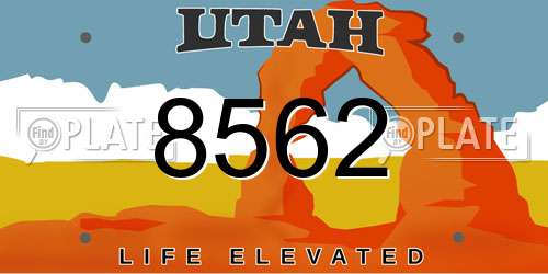8562 Utah License Plate