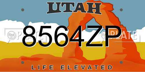 8564ZP Utah License Plate