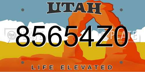 85654Z0 Utah License Plate