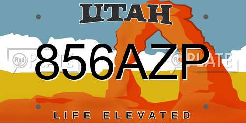856AZP Utah License Plate