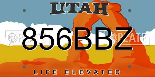 856BBZ Utah License Plate