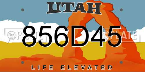 856D45 Utah License Plate