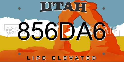 856DA6 Utah License Plate