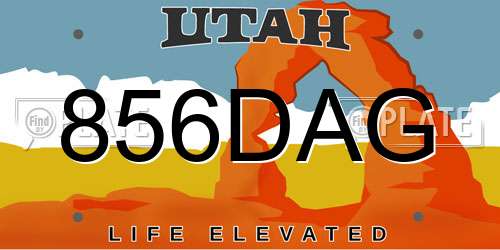 856DAG Utah License Plate