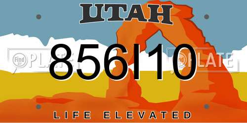 856I10 Utah License Plate