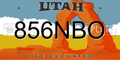856NBO Utah License Plate