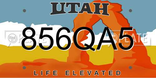 856QA5 Utah License Plate