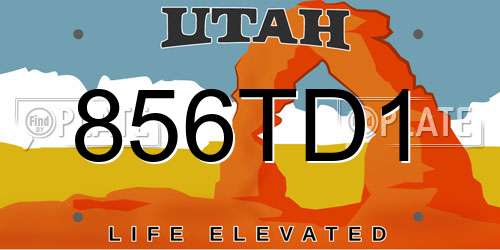 856TD1 Utah License Plate