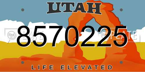 8570225 Utah License Plate