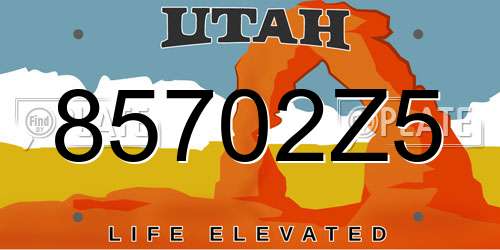 85702Z5 Utah License Plate