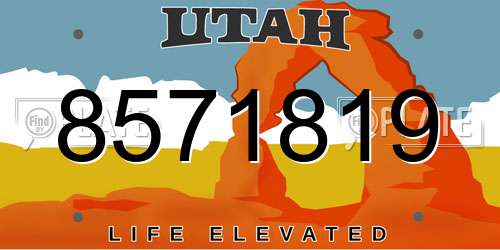 8571819 Utah License Plate