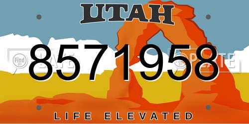 8571958 Utah License Plate
