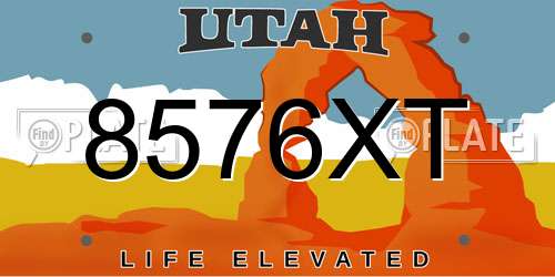 8576XT Utah License Plate