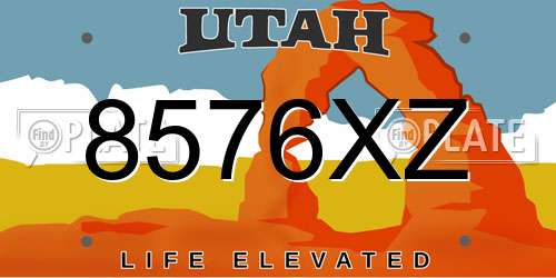 8576XZ Utah License Plate
