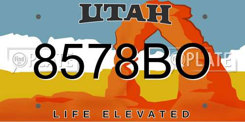 8578BO Utah License Plate