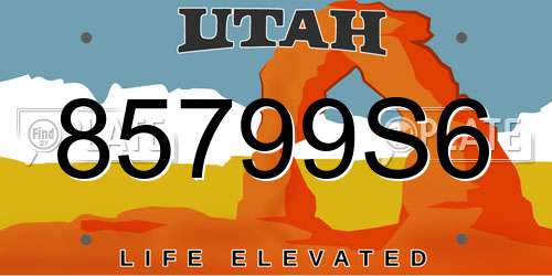 85799S6 Utah License Plate