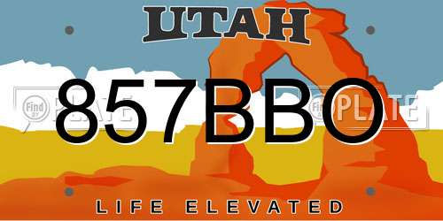857BBO Utah License Plate