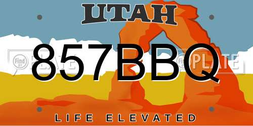 857BBQ Utah License Plate