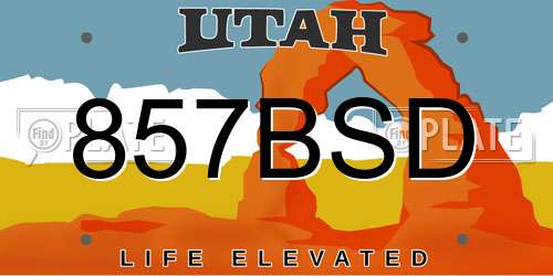 857BSD Utah License Plate