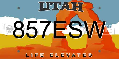 857ESW Utah License Plate