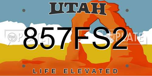 857FS2 Utah License Plate