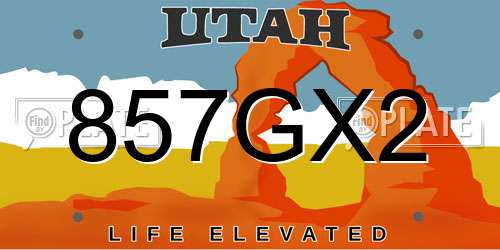 857GX2 Utah License Plate
