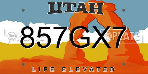 857GX7 Utah License Plate