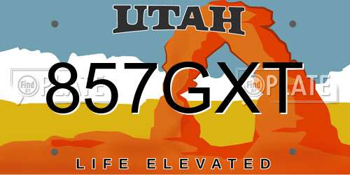 857GXT Utah License Plate