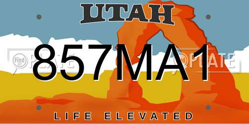 857MA1 Utah License Plate