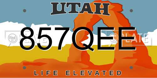 857QEE Utah License Plate
