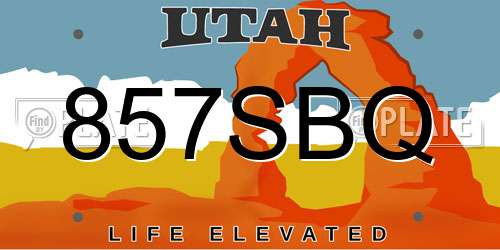 857SBQ Utah License Plate