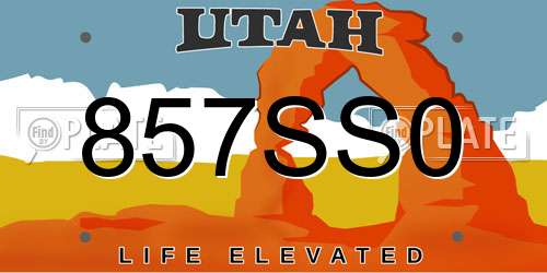 857SS0 Utah License Plate