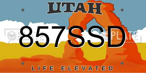 857SSD Utah License Plate