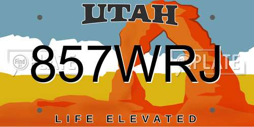 857WRJ Utah License Plate