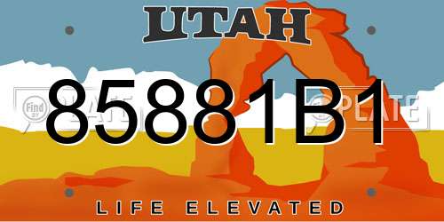 85881B1 Utah License Plate