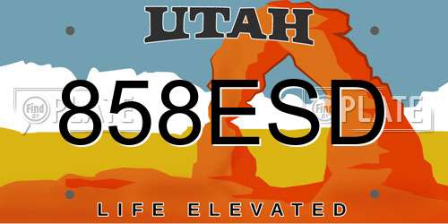 858ESD Utah License Plate