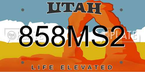 858MS2 Utah License Plate