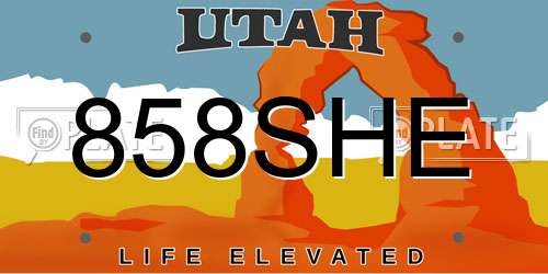 858SHE Utah License Plate