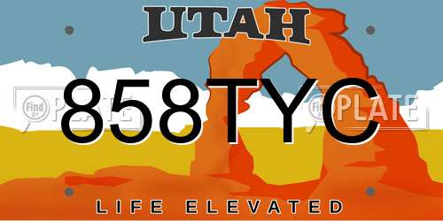 858TYC Utah License Plate