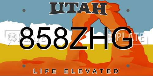 858ZHG Utah License Plate