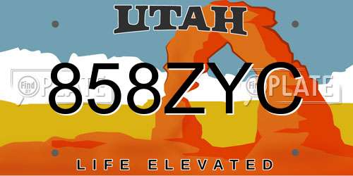 858ZYC Utah License Plate
