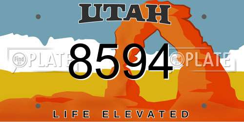 8594 Utah License Plate