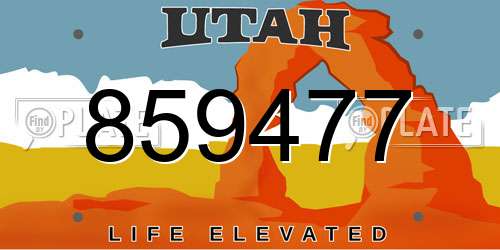 859477 Utah License Plate