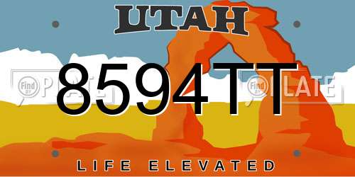 8594TT Utah License Plate