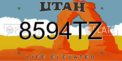 8594TZ Utah License Plate