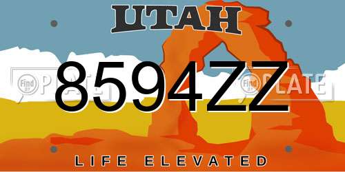 8594ZZ Utah License Plate
