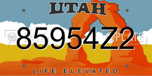 85954Z2 Utah License Plate