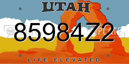 85984Z2 Utah License Plate