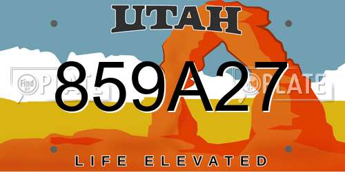 859A27 Utah License Plate