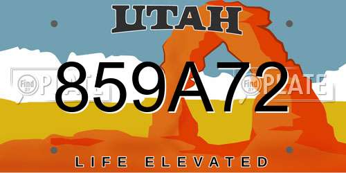 859A72 Utah License Plate